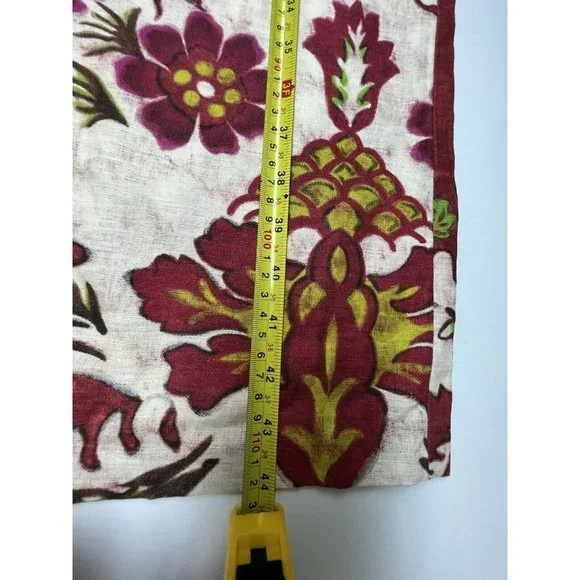 Zara Rustic Red Floral printed linen blend Pants High Waist Bloggers Fav size S - Picture 3 of 5